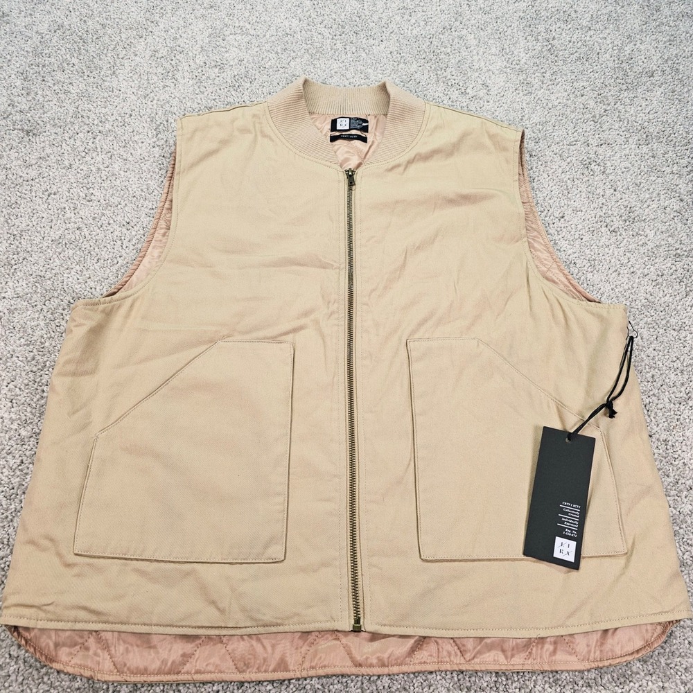LIRA RX Mens Tan Quilted Lined Bomber Vest Size LRG Critically Created NWT